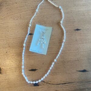 Elegant White‎ Freshwater Pearl Necklace and Earring Set